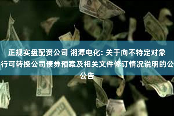 正规实盘配资公司 湘潭电化: 关于向不特定对象发行可转换公司债券预案及相关文件修订情况说明的公告